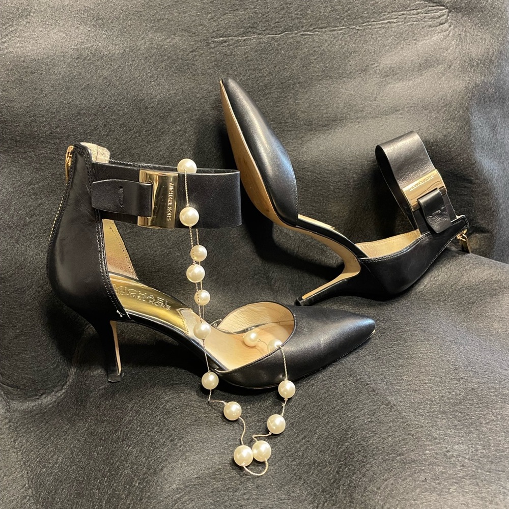 Michael Kors Black Heels with Gold Accents